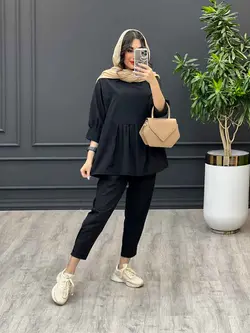 ست مانتو و شلوار جلو بسته چین دار کد 3345 در مجموعه ونوس مد