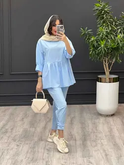 ست مانتو و شلوار جلو بسته چین دار کد 3345 در مجموعه ونوس مد