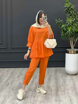 ست مانتو و شلوار جلو بسته چین دار کد 3345 در مجموعه ونوس مد