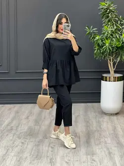 ست مانتو و شلوار جلو بسته چین دار کد 3345 در مجموعه ونوس مد