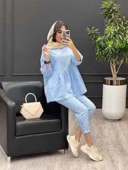 ست مانتو و شلوار جلو بسته چین دار کد 3345 در مجموعه ونوس مد