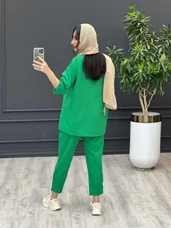 ست مانتو و شلوار جلو بسته چین دار کد 3345 در مجموعه ونوس مد