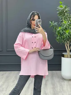 مانتو جلو بسته تک جیب کد 3374 شیک و خاص در مجموعه ونوس مد