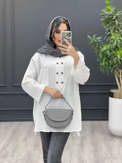 مانتو جلو بسته تک جیب کد 3374 شیک و خاص در مجموعه ونوس مد