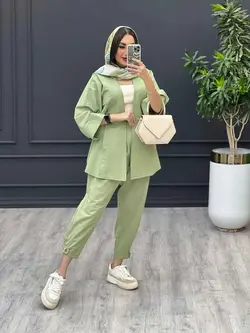 ست مانتو و شلوار دو جیب پاکتی خفاشی کد 3010 در مجموعه ونوس م