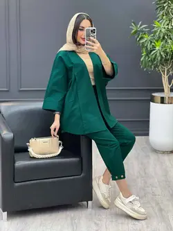 ست مانتو و شلوار دو جیب پاکتی خفاشی کد 3010 در مجموعه ونوس م