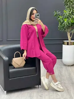 ست مانتو و شلوار دو جیب پاکتی خفاشی کد 3010 در مجموعه ونوس م