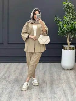 ست مانتو و شلوار دو جیب پاکتی خفاشی کد 3010 در مجموعه ونوس م