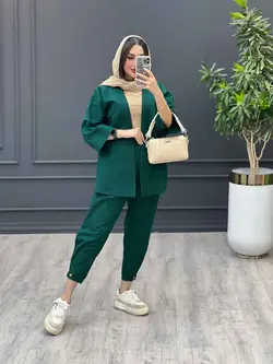 ست مانتو و شلوار دو جیب پاکتی خفاشی کد 3010 در مجموعه ونوس م