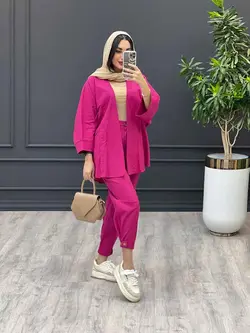 ست مانتو و شلوار دو جیب پاکتی خفاشی کد 3010 در مجموعه ونوس م