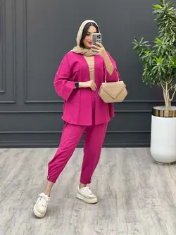 ست مانتو و شلوار دو جیب پاکتی خفاشی کد 3010 در مجموعه ونوس م