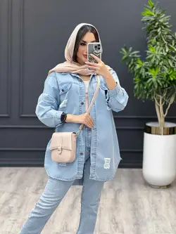 مانتو جین زاپدار آبی روشن کد 3426 در مجموعه انلاین ونوس مد