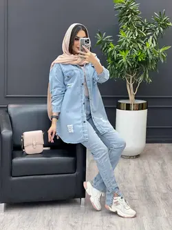 مانتو جین زاپدار آبی روشن کد 3426 در مجموعه انلاین ونوس مد