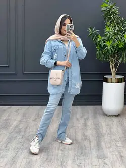 مانتو جین زاپدار آبی روشن کد 3426 در مجموعه انلاین ونوس مد