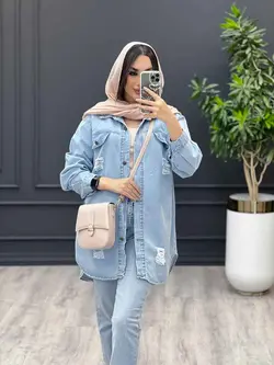 مانتو جین زاپدار آبی روشن کد 3426 در مجموعه انلاین ونوس مد