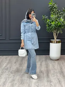 مانتو جین کمرکش کد 3421 | فروشگاه اینترنتی ونوس مد