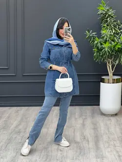 مانتو جین کمرکش کد 3421 | فروشگاه اینترنتی ونوس مد