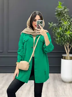 مانتو کتان رنگی زاپدار کد 3486 شیک و خاص در مجموعه ونوس مد