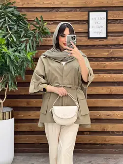 مانتو دکمه مخفی بغل جیب کد 3499 شیک و خاص در مجموعه ونوس مد