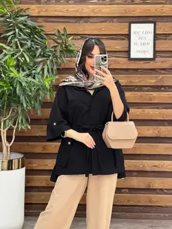 مانتو دکمه مخفی بغل جیب کد 3499 شیک و خاص در مجموعه ونوس مد