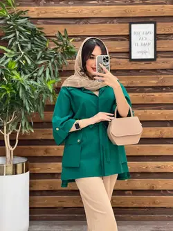 مانتو دکمه مخفی بغل جیب کد 3499 شیک و خاص در مجموعه ونوس مد