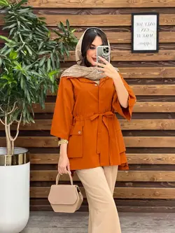 مانتو دکمه مخفی بغل جیب کد 3499 شیک و خاص در مجموعه ونوس مد