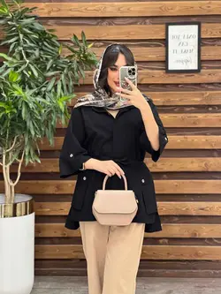 مانتو دکمه مخفی بغل جیب کد 3499 شیک و خاص در مجموعه ونوس مد