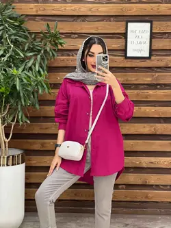 خرید اینترنتی مانتو شومیزی تک جیب پایین هلال کد 3294 ونوس مد