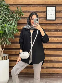 خرید اینترنتی مانتو شومیزی تک جیب پایین هلال کد 3294 ونوس مد