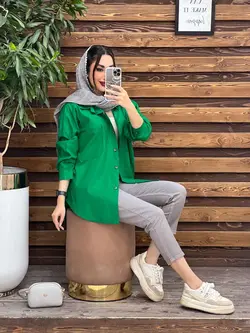 خرید اینترنتی مانتو شومیزی تک جیب پایین هلال کد 3294 ونوس مد