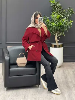 بارانی یقه دوبل ژیله دار کد 3476 | فروشگاه اینترنتی ونوس مد