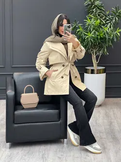 بارانی یقه دوبل ژیله دار کد 3476 | فروشگاه اینترنتی ونوس مد