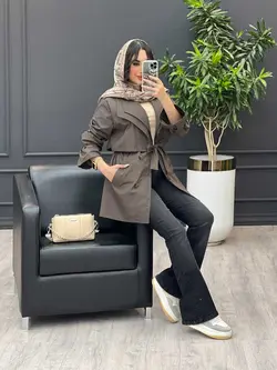 بارانی یقه دوبل ژیله دار کد 3476 | فروشگاه اینترنتی ونوس مد