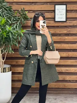 مانتو کتی جیب نما دکمه طلایی کد 3522 شیک و خاص در ونوس مد