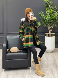 پالتو چهارخانه کلاه تدی کد 3526 شیک و خاص در مجموعه ونوس مد