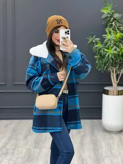 پالتو چهارخانه کلاه تدی کد 3526 شیک و خاص در مجموعه ونوس مد