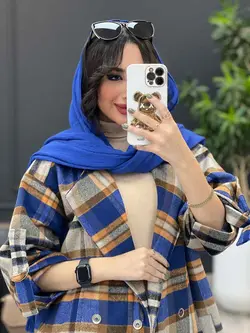 پالتو چهارخونه آستین سگک کد 3535 شیک و خاص در مجموعه ونوس مد