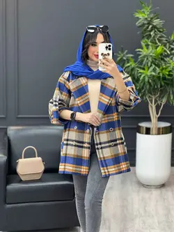 پالتو چهارخونه آستین سگک کد 3535 شیک و خاص در مجموعه ونوس مد