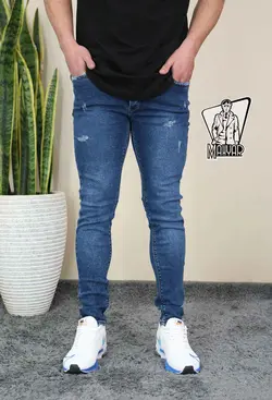 شلوار جین آبی تیره زاپ دار کد 697 در مجموعه اینترنتی ونوس مد