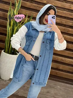 خرید اینترنتی و حضوری مانتو جین ترکیبی کد 1314 فروشگاه ونوس