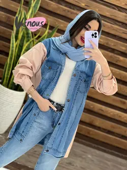 خرید اینترنتی و حضوری مانتو جین ترکیبی کد 1314 فروشگاه ونوس