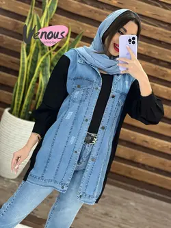 خرید اینترنتی و حضوری مانتو جین ترکیبی کد 1314 فروشگاه ونوس