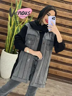 خرید اینترنتی و حضوری مانتو جین ترکیبی کد 1314 فروشگاه ونوس