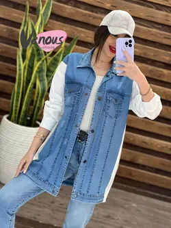 خرید اینترنتی و حضوری مانتو جین ترکیبی کد 1314 فروشگاه ونوس