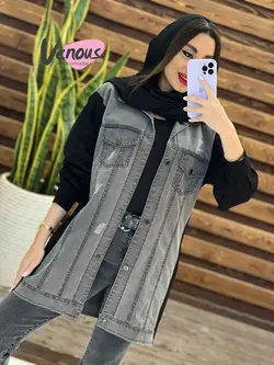 خرید اینترنتی و حضوری مانتو جین ترکیبی کد 1314 فروشگاه ونوس