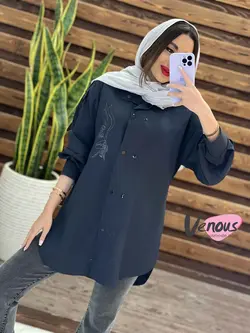 مانتو الیزه طرح دار کد 1308 شیک و خاص با فروشگاه ونوس مد