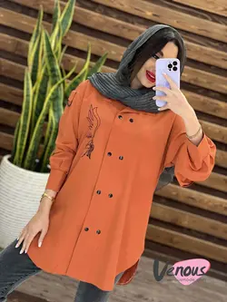 مانتو الیزه طرح دار کد 1308 شیک و خاص با فروشگاه ونوس مد