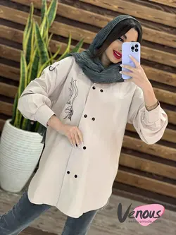 مانتو الیزه طرح دار کد 1308 شیک و خاص با فروشگاه ونوس مد