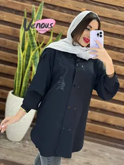 مانتو الیزه طرح دار کد 1308 شیک و خاص با فروشگاه ونوس مد