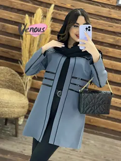 خرید اینترنتی مانتو کتی چرم دوزی کد 1289فروشگاه بزرگ ونوس مد